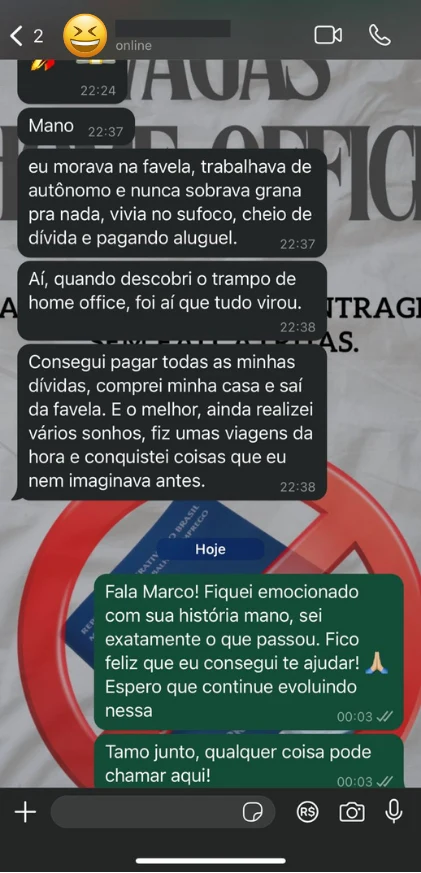 Conversa de WhatsApp: um leitor conta o resultado depois de aplicar o material.