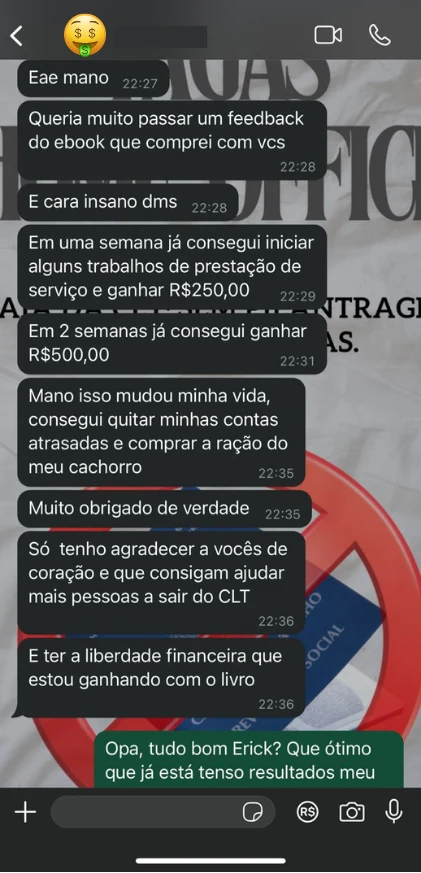 Conversa de WhatsApp: um leitor agradece pelo conteúdo do material.