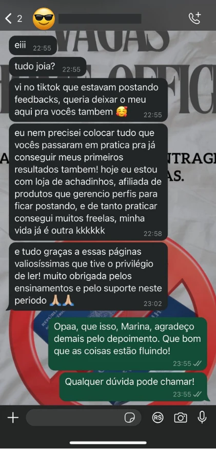Conversa de WhatsApp: uma leitora conta que aplicou o que leu.